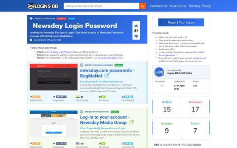 Newsday Login Password - Logins-DB