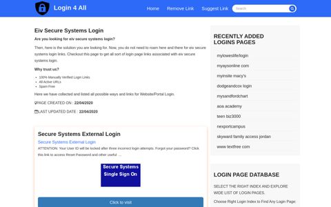 eiv secure systems login - Official Login Page [100% Verified]