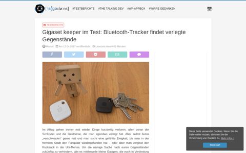 Gigaset keeper im Test: Bluetooth-Tracker findet verlegte ...