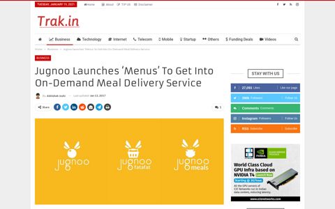 Jugnoo launches 'Menus' to Get into On-Demand Meal ...