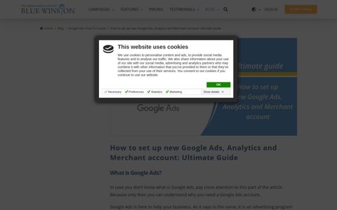 How to set up new Google Ads, Analytics and Merchant account