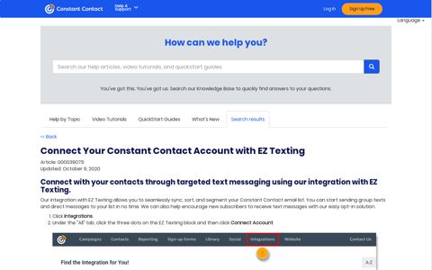Connect Your Constant Contact Account with EZ Texting