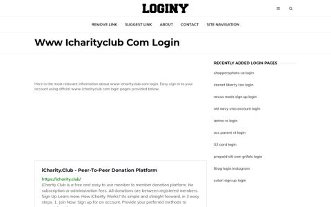 Www Icharityclub Com Login ✔️ One Click Login - loginy.co.uk