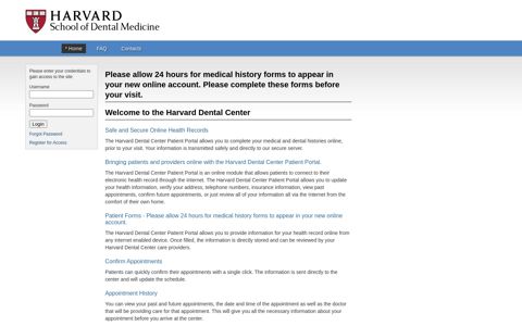 Harvard Dental Center Patient Portal - Home