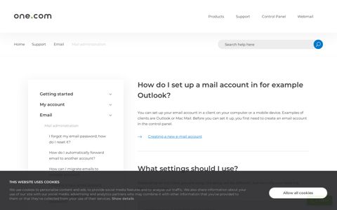 How do I set up a mail account in for example Outlook ...
