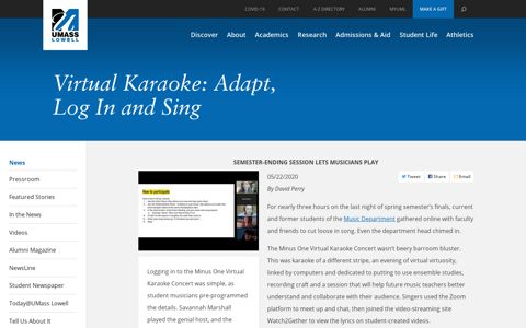 Virtual Karaoke: Adapt, Log In and Sing | UMass Lowell
