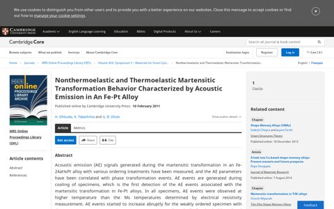 Nonthermoelastic and Thermoelastic Martensitic ...