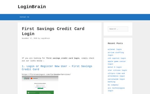 First Savings Credit Card Login Or Register New User - First ...