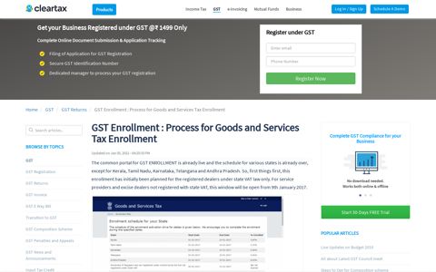 GST Enrollment : Process for Goods and Services Tax ...