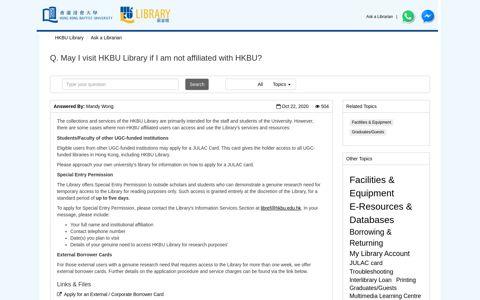 May I visit HKBU Library if I am not affiliated with HKBU? - Ask ...