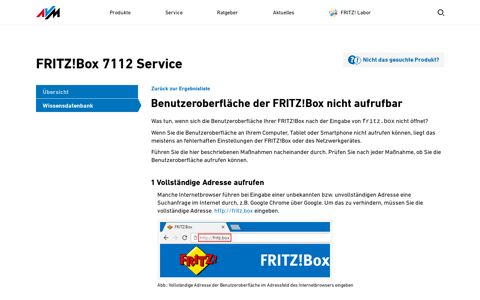 Box nicht aufrufbar | FRITZ!Box 7112 - AVM