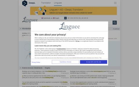 booking Portal - Nederlandse vertaling – Linguee woordenboek
