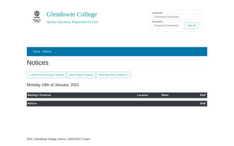 Glendowie College Parent and Student Portal