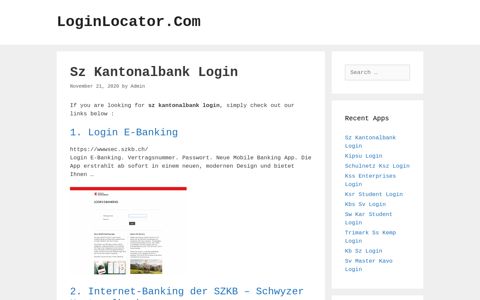 Sz Kantonalbank Login - LoginLocator.Com