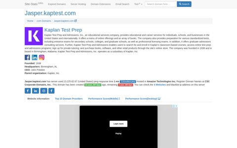 Jasper.kaptest.com | 1 year, 204 days left - Site-Stats .ORG