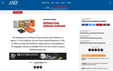 Hoffmann Group Celebrates Centennial - Aftermarket News