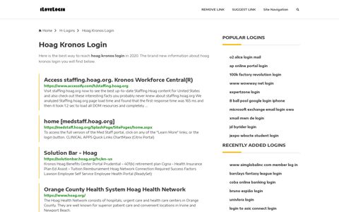 Hoag Kronos Login ❤️ One Click Access