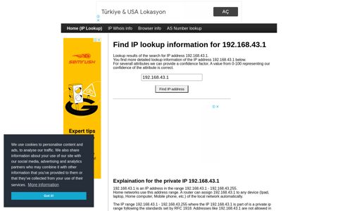 192.168.43.1 - Find IP Address - Lookup and locate an ip ...