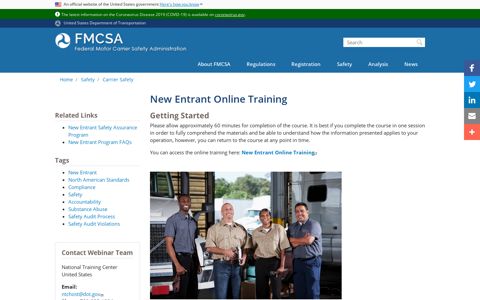 New Entrant Online Training | FMCSA