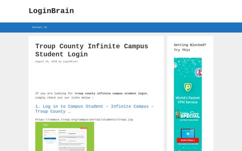 Troup County Infinite Campus Student - Log In To Campus ...