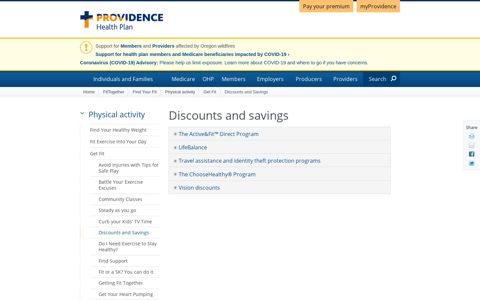 Discounts and Savings - Providence Health Plan