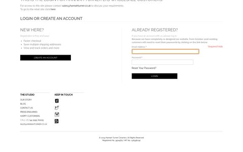This is the login for Hannah Turner Ltd Wholesale customers.