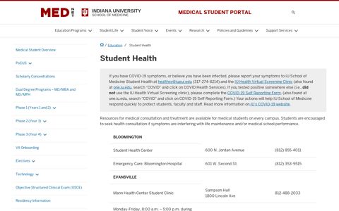 Student Health | IU School of Medicine: Medical Student ...