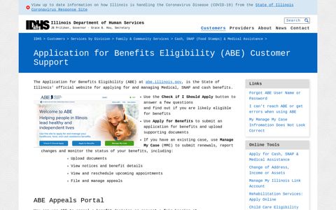 Application for Benefits Eligibility (ABE) Customer Support - IDHS