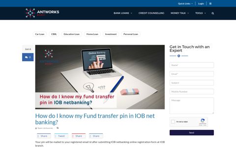 How do I know my Fund transfer pin in IOB net banking?