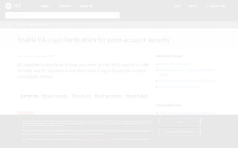 Enable EA Login Verification for extra account security - EA Help
