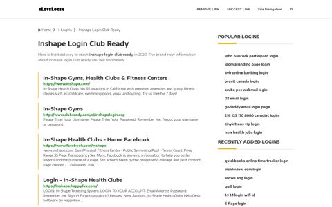 Inshape Login Club Ready ❤️ One Click Access - iLoveLogin