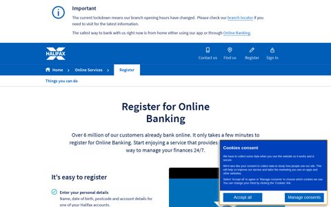 Halifax UK | Register for Online Banking | Online Services