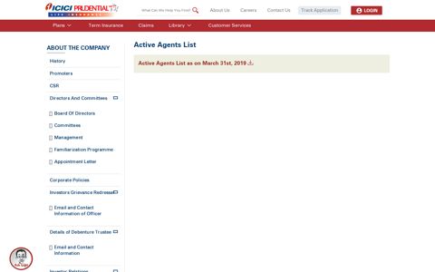 About Us - Active Agents List - ICICI Prudential Life Insurance