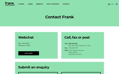 Contact Frank | Frank Health Insurance