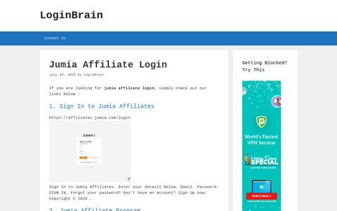 Jumia Affiliate - Sign In To Jumia Affiliates - LoginBrain