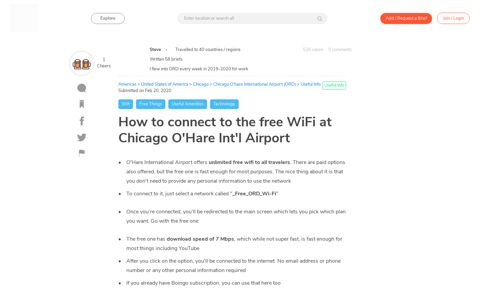 How to connect to the free WiFi at Chicago O'Hare Int'l Airport ...