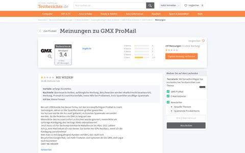 Meinungen zu GMX ProMail | Testberichte.de