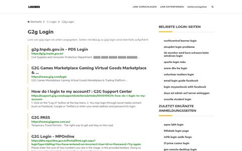 G2g Login | Allgemeine Informationen zur Anmeldung