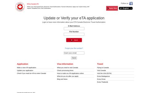 Changing status eTA form - canada eta visa