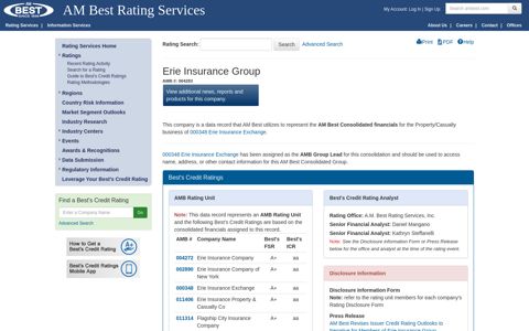 Erie Insurance Group - Company Profile - Best's Credit Rating ...