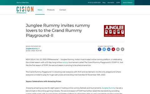 Junglee Rummy invites rummy lovers to the Grand Rummy ...