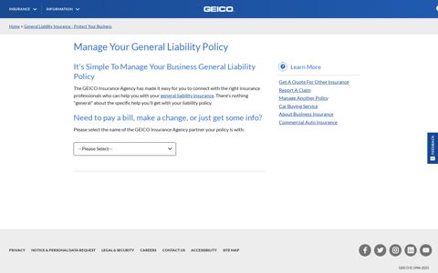 Manage Your General Liability Policy | GEICO