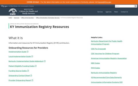 KY Immunization Registry Resources - Cabinet for Health and ...