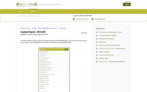 Standard Reports - HR (Staff) : eyMan and eyLog Support Portal