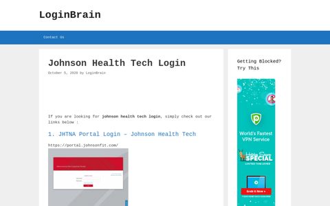 Johnson Health Tech - Jhtna Portal Login - LoginBrain