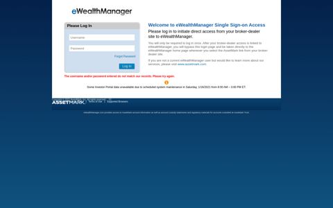 eWealthManager Single Sign-on Access - AssetMark
