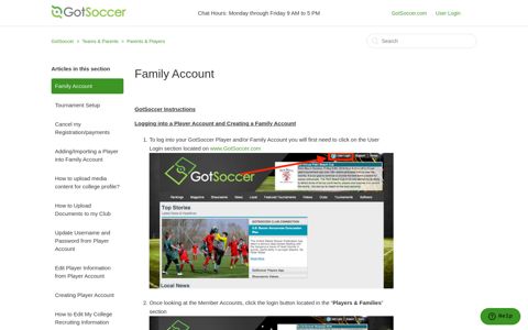 Family Account – GotSoccer
