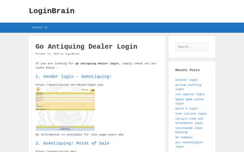 Go Antiquing Dealer - Vendor Login - Goantiquing! - LoginBrain