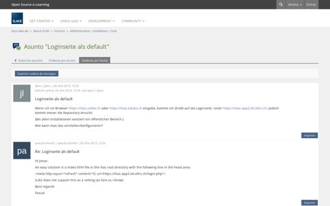Asunto "Loginseite als default" - ILIAS E-Learning