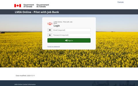 Login - LMIA Online - Pilot with Job Bank
